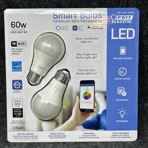 NEW Feit Electric Smart LED Bulbs WiFi Color Changing Dimmable 2 Pack Sealed